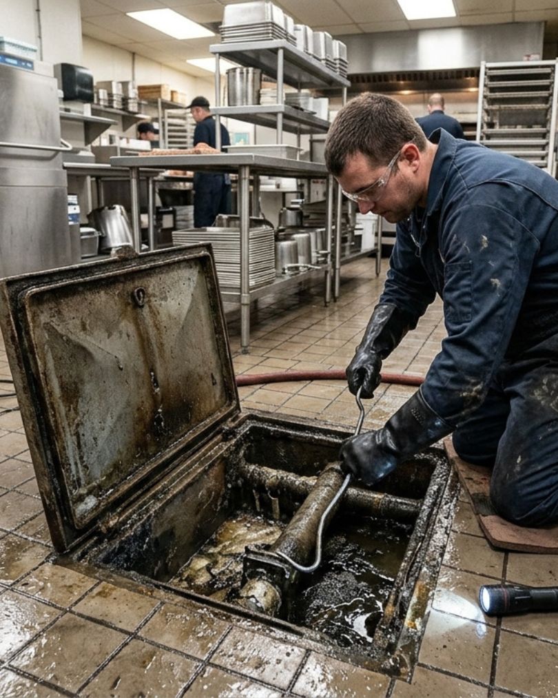 Commercial kitchen that we do grease trap repair and replacement